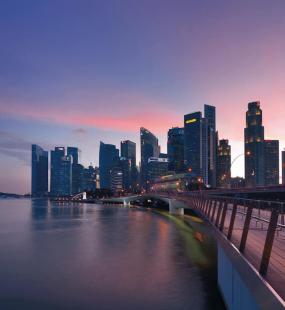 Singapore sunset skyline